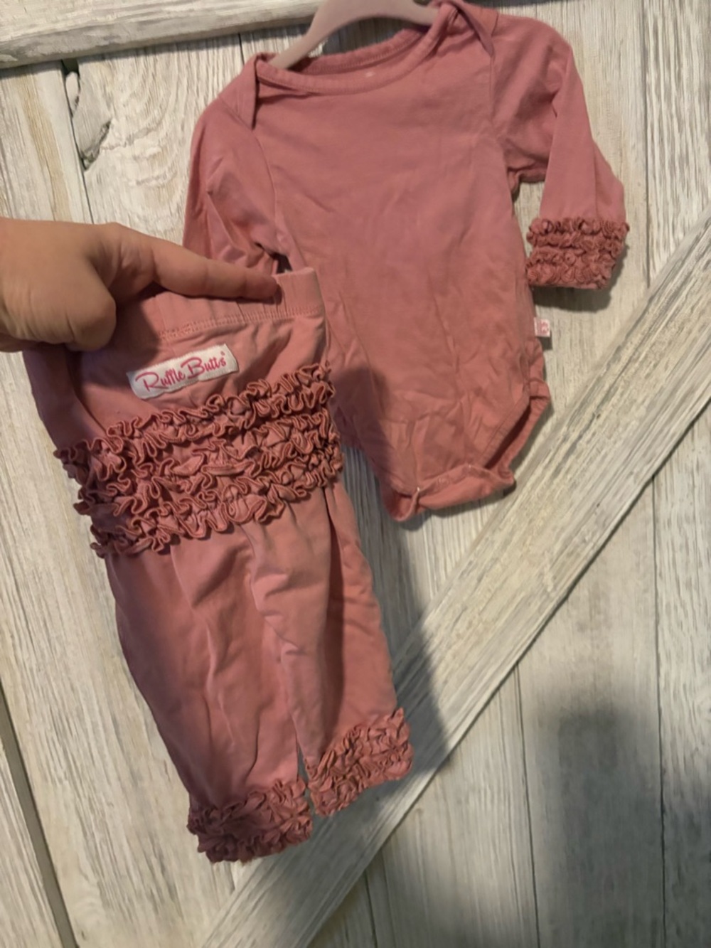 Ruffle Butts Dusty Rose Ruffle Bodysuit and Pants Set